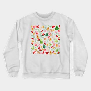 Christmas Holidays With Woodland Creatures Pattern_White Background Crewneck Sweatshirt